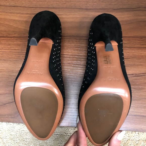 Alaia Studded Round Toe Heels - Picture 5 of 8